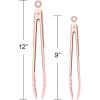 COOK WITH COLOR Stainless Steel Silicone Tipped Kitchen & BBQ Tongs Set, 3 Pc Utensils, Grey(Rose Gold and Pink)