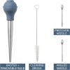 COOK WITH COLOR Turkey Baster with Cleaning Brush – Food Grade Syringe Baster For Cooking, Deluxe Set, Gray(Blue)