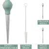 COOK WITH COLOR Turkey Baster with Cleaning Brush – Food Grade Syringe Baster For Cooking, Deluxe Set, Gray(Sage)