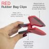 COOK WITH COLOR Wide Heavy Duty Chip Clips, Large Bag Clips for Food Storage, Pack of 4, Red(Red)