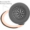 COOK with COLOR Set of 3 Sink Strainers, Flexible Silicone Kitchen Sink Drainers, Traps Food Debris and Prevents Clogs, Large Wide 4.5’ Diameter Rim – Charcoal Grey and Copper