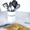 Cook With Color 10 Piece Nylon Cooking Utensil Set with Holder, Kitchen Tools and Gadgets with Rounded Copper Handles (Ombre Grey)(Ombre Grey)