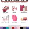 Cook With Color 10 Piece Silicone Cooking Utensil Set with Holder and Trivet, Kitchen Tools and Gadgets with Rounded Copper Handles (Pink)