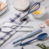 Cook With Color Kitchen Utensil Set – Silicone Kitchen Tools, Whisk, Tong, Spatula, Spoonula and Spoon, Navy Collection(Navy Collection)