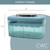 Cook with Color Ice Cube Tray with Lid and Bin – Easy Release Ice Container for Freezer with Push Button – 24 Ice Cube Tray For Small Ice Cubes, Ice Coffee Ice Cubes, Baby Food and More (Blue-Tray)