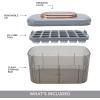 Cook with Color Ice Cube Tray with Lid and Bin – Easy Release Ice Container for Freezer with Push Button – 24 Ice Cube Tray For Small Ice Cubes, Ice Coffee Ice Cubes, Baby Food and More (Grey-Tray)