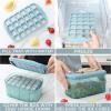 Cook with Color Ice Cube Tray with Lid and Bin – Easy Release Ice Container for Freezer with Push Button – 24 Ice Cube Tray For Small Ice Cubes, Ice Coffee Ice Cubes, Baby Food and More (Blue-Tray)