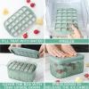 Cook with Color Ice Cube Tray with Lid and Bin – Easy Release Ice Container for Freezer with Push Button – 24 Ice Cube Tray For Small Ice Cubes, Ice Coffee Ice Cubes, Baby Food and More (Green-Tray)