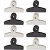 COOK WITH COLOR Bag Clips – Heavy Duty Chip Clip and Refrigerator Magnet Clips for Food Storage with Air Tight Seal Grip, Black and White, Pack of 8 Large Clips(Black and White)