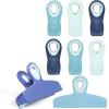 COOK WITH COLOR Bag Clips – Heavy Duty Chip Clip and Refrigerator Magnet Clips for Food Storage with Air Tight Seal Grip, Yellow and Grey, Pack of 8 Large Clips(Bright Blue)