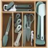 COOK WITH COLOR Bamboo Kitchen Utensil Set with Drawer Organizer | Cooking Tools and Storage Caddy, Blue, 18 Piece Gadget Set(Sage)