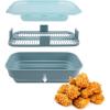 COOK WITH COLOR Collapsible Batter Bowl – Mess Free Breading Shaker Container – Great for Fried Fish, Fried Chicken, Onion Rings, Wings & More, Black(Blue)