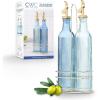 COOK WITH COLOR Glass Olive Oil Bottle Dispenser – 2 Pack- 17oz Oil and Vinegar Cruet – Olive Oil Carafe Decanter for Kitchen(Blue)