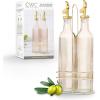 COOK WITH COLOR Glass Olive Oil Bottle Dispenser – 2 Pack- 17oz Oil and Vinegar Cruet – Olive Oil Carafe Decanter for Kitchen(Brown)