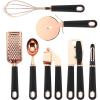 COOK WITH COLOR Kitchen Gadget Set Copper Plated Stainless Steel Utensils with Soft Touch Handles, Copper Navy, 7 Pieces(Copper Black)