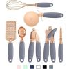 COOK WITH COLOR Kitchen Gadget Set Copper Plated Stainless Steel Utensils with Soft Touch Handles, Copper Navy, 7 Pieces(Copper Grey)