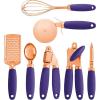COOK WITH COLOR Kitchen Gadget Set Copper Plated Stainless Steel Utensils with Soft Touch Handles, Copper Navy, 7 Pieces(Copper Lavender)