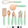 COOK WITH COLOR Kitchen Gadget Set Copper Plated Stainless Steel Utensils with Soft Touch Handles, Copper Navy, 7 Pieces(Copper Mint)