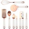 COOK WITH COLOR Kitchen Gadget Set Copper Plated Stainless Steel Utensils with Soft Touch Handles, Copper Navy, 7 Pieces(Copper White)