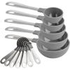 COOK WITH COLOR Measuring Cups Set and Measuring Spoon Set, Stainless Steel Handles, Nesting Kitchen Measuring Set, Liquid Measuring Cup Set, 12 PC Stainless Steel, Black(Gray)