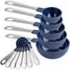 COOK WITH COLOR Measuring Cups Set and Measuring Spoon Set, Stainless Steel Handles, Nesting Kitchen Measuring Set, Liquid Measuring Cup Set, 12 PC Stainless Steel, Black(Navy)