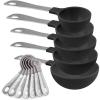 COOK WITH COLOR Measuring Cups Set and Measuring Spoon Set, Stainless Steel Handles, Nesting Kitchen Measuring Set, Liquid Measuring Cup Set, 12 PC Stainless Steel, Black(Black and White Collection)
