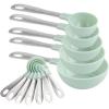 COOK WITH COLOR Measuring Cups Set and Measuring Spoon Set, Stainless Steel Handles, Nesting Kitchen Measuring Set, Liquid Measuring Cup Set, 12 PC Stainless Steel, Black(Mint)