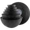 COOK WITH COLOR Mixing Bowls with TPR Lids – 12 Piece Plastic Nesting Bowls Set includes 6 Prep Bowls and 6 Lids, Microwave Safe Mixing Bowl Set (Blue and White)(Black Rhombus)