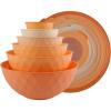 COOK WITH COLOR Mixing Bowls with TPR Lids – 12 Piece Plastic Nesting Bowls Set includes 6 Prep Bowls and 6 Lids, Microwave Safe Mixing Bowl Set (Blue and White)(Orange Diamond)
