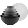 COOK WITH COLOR Mixing Bowls with TPR Lids – 12 Piece Plastic Nesting Bowls Set includes 6 Prep Bowls and 6 Lids, Microwave Safe Mixing Bowl Set (Blue and White)(Multicolor)