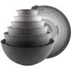 COOK WITH COLOR Mixing Bowls with TPR Lids – 12 Piece Plastic Nesting Bowls Set includes 6 Prep Bowls and 6 Lids, Microwave Safe Mixing Bowl Set (Blue and White)(Grey Rhombus)