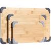 COOK WITH COLOR Non-Slip Cutting Board Set – Kitchen Essentials with Easy Grip Handle for Meat, Veggies, and Fruits, 3 Cutting Boards, Bamboo Non-Slip Grey(Bamboo Non-Slip Grey)