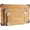COOK WITH COLOR Non-Slip Cutting Board Set – Kitchen Essentials with Easy Grip Handle for Meat, Veggies, and Fruits, 3 Cutting Boards, Bamboo Non-Slip Grey(Bamboo Non-Slip Brown)