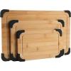 COOK WITH COLOR Non-Slip Cutting Board Set – Kitchen Essentials with Easy Grip Handle for Meat, Veggies, and Fruits, 3 Cutting Boards, Bamboo Non-Slip Grey(Bamboo Non-Slip Black)