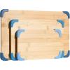 COOK WITH COLOR Non-Slip Cutting Board Set – Kitchen Essentials with Easy Grip Handle for Meat, Veggies, and Fruits, 3 Cutting Boards, Bamboo Non-Slip Grey(Bamboo Non-Slip Light Blue)