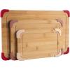 COOK WITH COLOR Non-Slip Cutting Board Set – Kitchen Essentials with Easy Grip Handle for Meat, Veggies, and Fruits, 3 Cutting Boards, Bamboo Non-Slip Grey(Bamboo Non-Slip Rose)