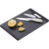 COOK WITH COLOR Paring Knife and Cutting Board Set- Chopping Board with Juice Groove and Sharp Stainless Steel Knife with Soft Grip Handle for Cutting, Chopping and Slicing (Black and White)