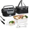 COOK WITH COLOR Portable Electric Lunch Box – 2-in-1 Heated Food Heater for Car, Truck, Home, Work – Hot Meals On-The-Go!, Black(Black)