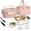 COOK WITH COLOR Portable Electric Lunch Box – 2-in-1 Heated Food Heater for Car, Truck, Home, Work – Hot Meals On-The-Go!, Black(Blush)