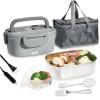 COOK WITH COLOR Portable Electric Lunch Box – 2-in-1 Heated Food Heater for Car, Truck, Home, Work – Hot Meals On-The-Go!, Black(Gray)