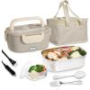 COOK WITH COLOR Portable Electric Lunch Box – 2-in-1 Heated Food Heater for Car, Truck, Home, Work – Hot Meals On-The-Go!, Black(Sand)