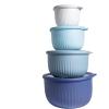 COOK WITH COLOR Prep Bowls with Lids- Wide and Deep Nesting Plastic Small Mixing Bowl Set with Lids, 8 Piece Set – Wide Bowls, Gray(Blue)