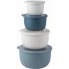 COOK WITH COLOR Prep Bowls with Lids- Wide and Deep Nesting Plastic Small Mixing Bowl Set with Lids, 8 Piece Set – Wide Bowls, Gray(Blue/Grey)