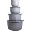 COOK WITH COLOR Prep Bowls with Lids- Wide and Deep Nesting Plastic Small Mixing Bowl Set with Lids, 8 Piece Set – Wide Bowls, Gray(Gray)