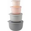 COOK WITH COLOR Prep Bowls with Lids- Wide and Deep Nesting Plastic Small Mixing Bowl Set with Lids, 8 Piece Set – Wide Bowls, Gray(Grey/Pink)
