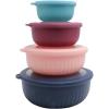 COOK WITH COLOR Prep Bowls with Lids- Wide and Deep Nesting Plastic Small Mixing Bowl Set with Lids, 8 Piece Set – Wide Bowls, Gray(Navy)