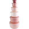 COOK WITH COLOR Prep Bowls with Lids- Wide and Deep Nesting Plastic Small Mixing Bowl Set with Lids, 8 Piece Set – Wide Bowls, Gray(Pink)
