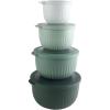 COOK WITH COLOR Prep Bowls with Lids- Wide and Deep Nesting Plastic Small Mixing Bowl Set with Lids, 8 Piece Set – Wide Bowls, Gray(Sage)