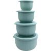 COOK WITH COLOR Prep Bowls with Lids- Wide and Deep Nesting Plastic Small Mixing Bowl Set with Lids, 8 Piece Set – Wide Bowls, Gray(Speckled Mint)