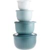 COOK WITH COLOR Prep Bowls with Lids- Wide and Deep Nesting Plastic Small Mixing Bowl Set with Lids, 8 Piece Set – Wide Bowls, Gray(Teal)